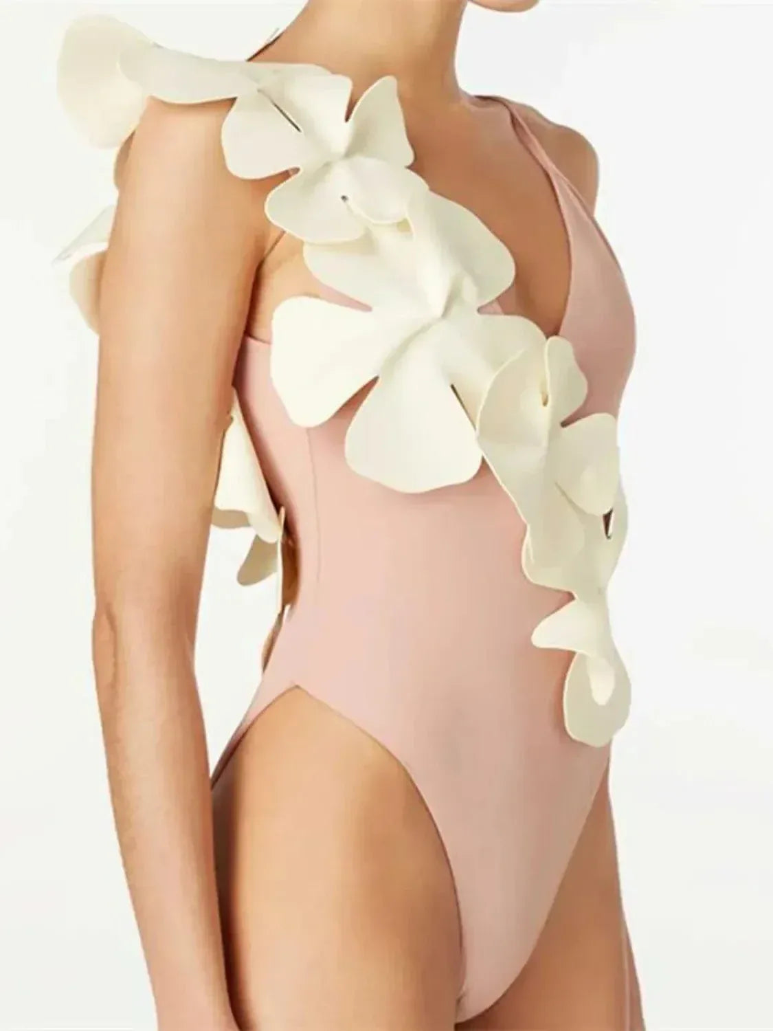 Flower Spaghetti Strap One Piece Swimsuit