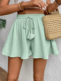 Flowy Drawstring Waist Shorts Green / S