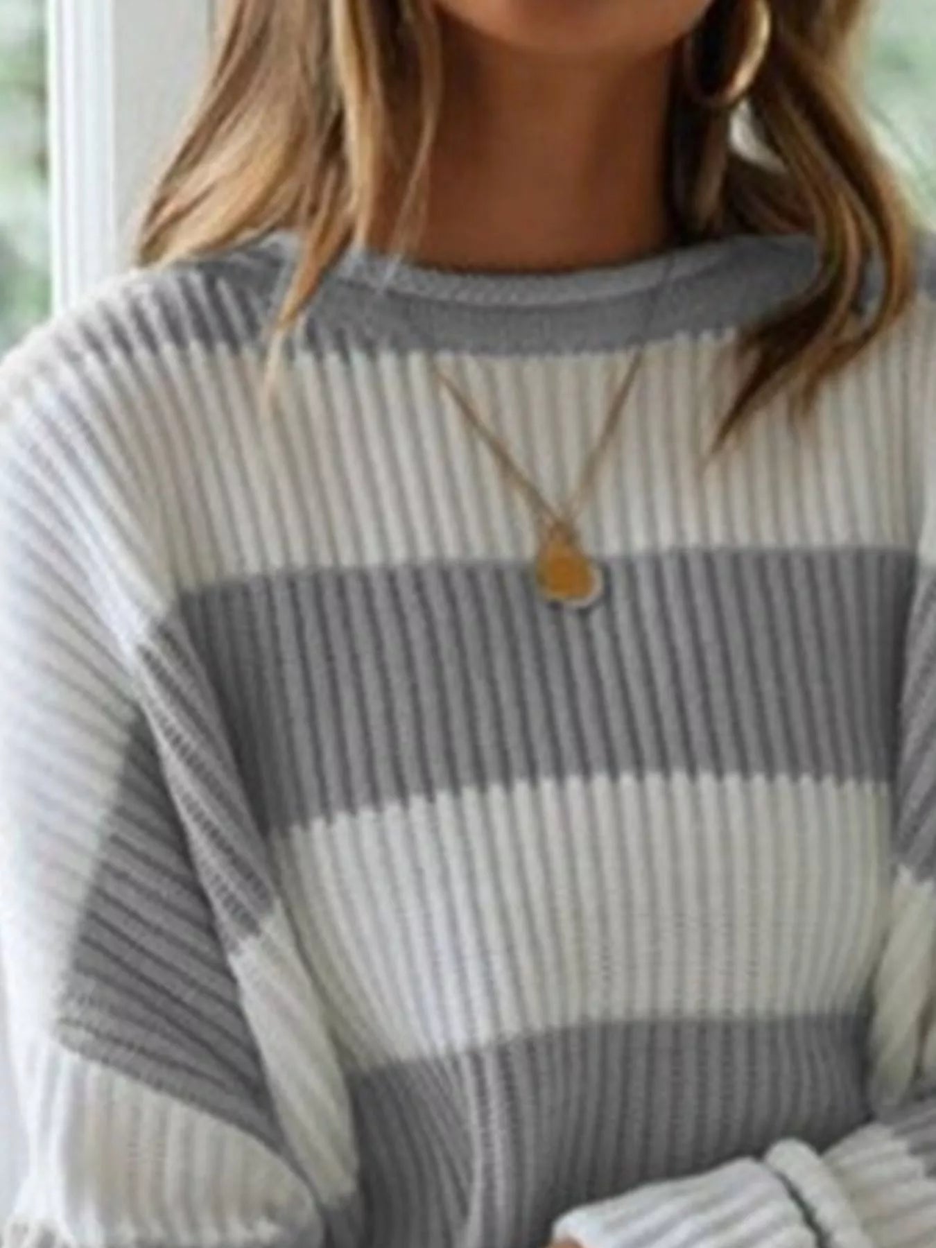 Plus Size Striped Round Neck Sweater