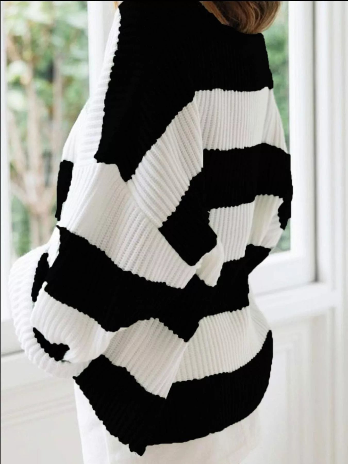 Plus Size Striped Round Neck Sweater