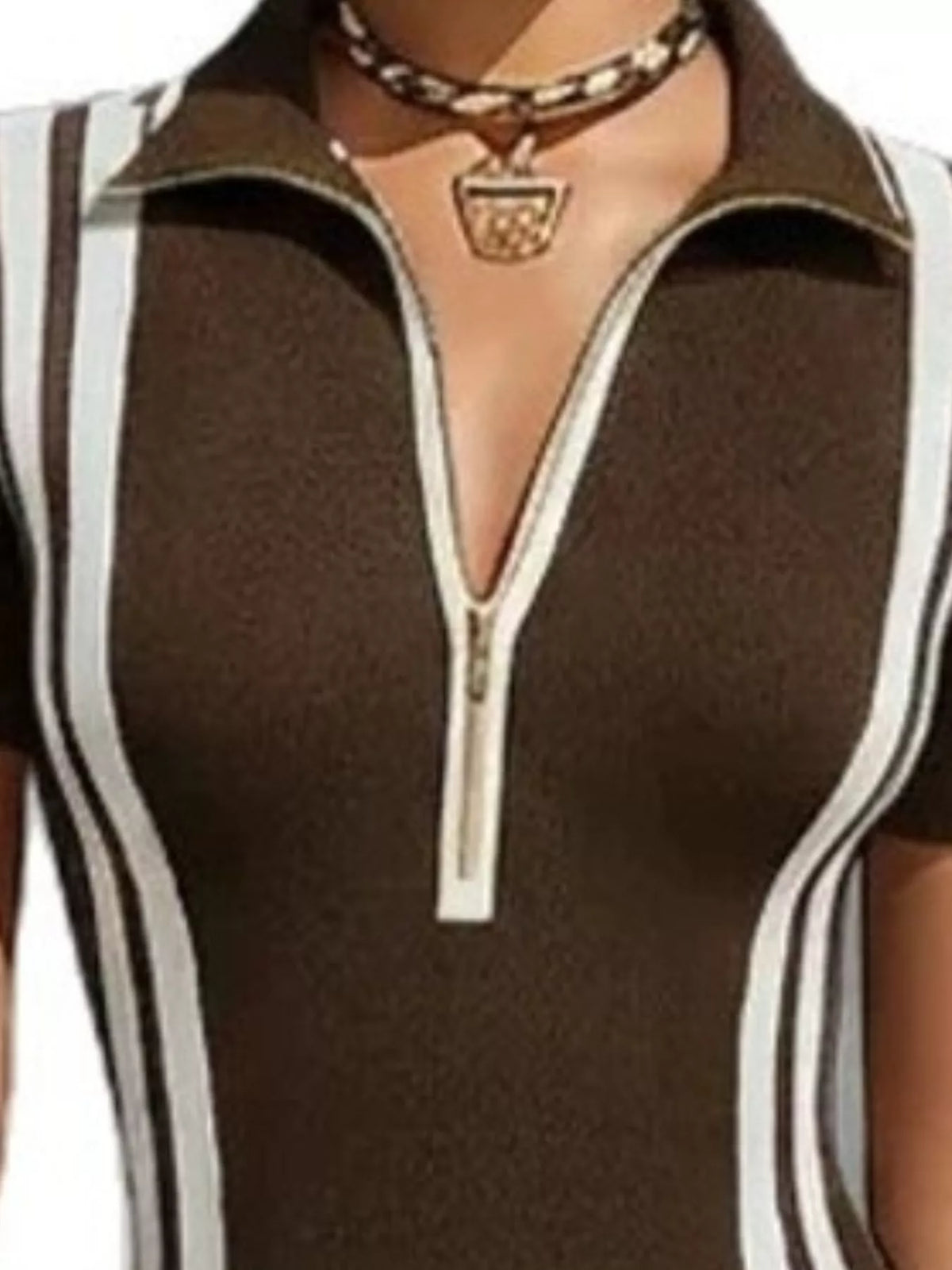 Full Size Contrast Stripes Short Sleeve Midi Dress Plus Size