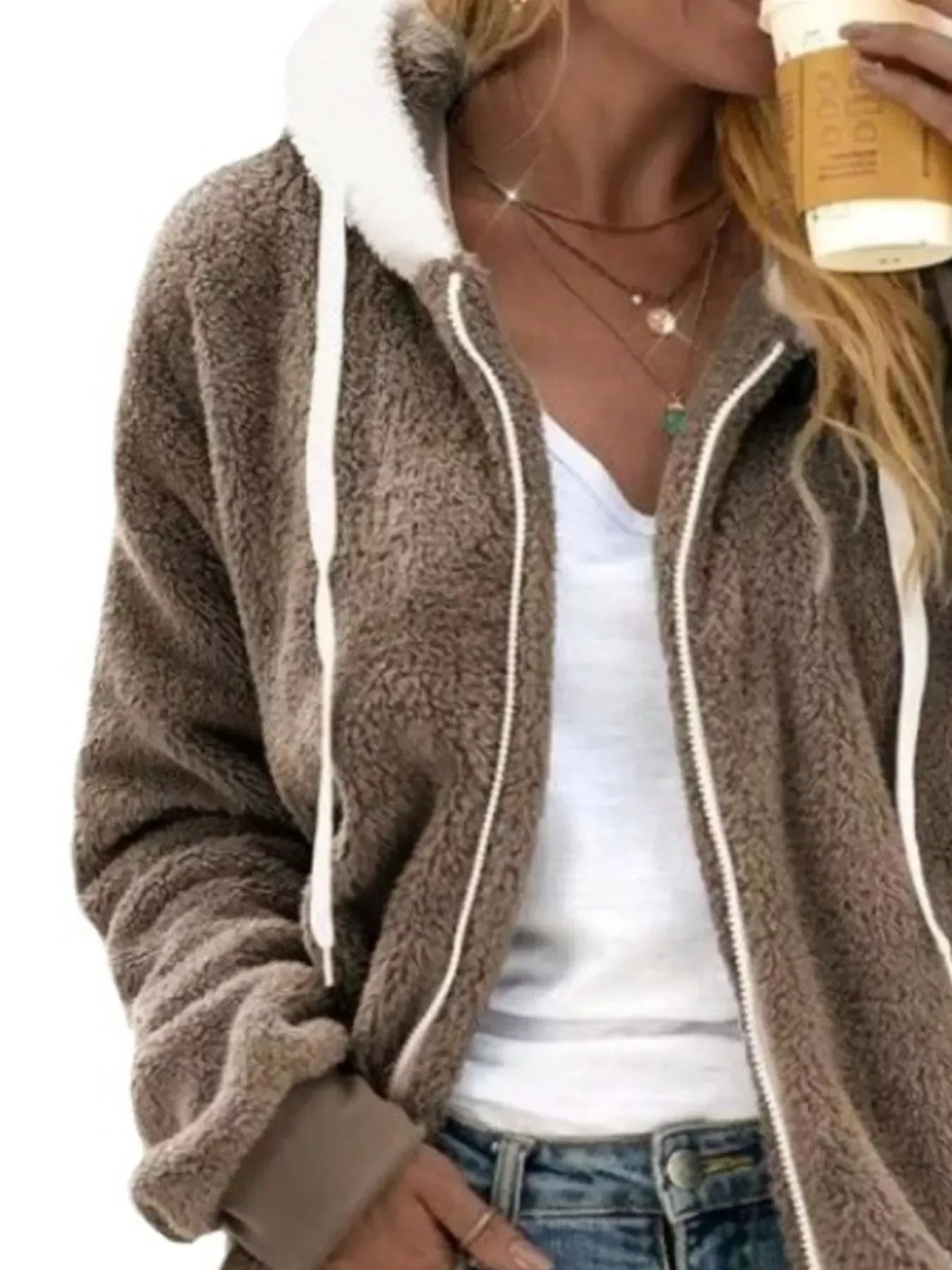Cozy Fleece Plus Size Zip-Up Jacket