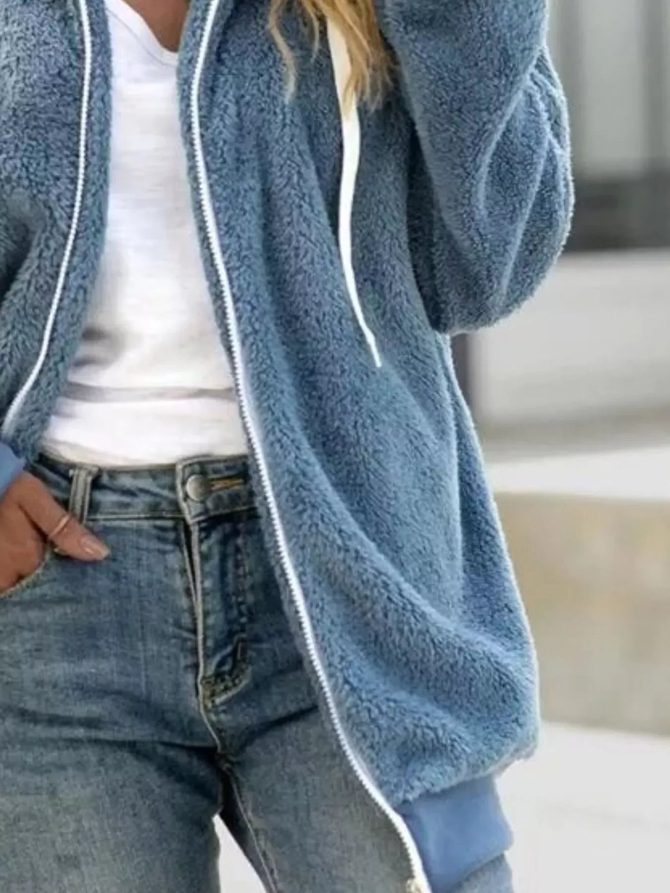 Cozy Fleece Plus Size Zip-Up Jacket