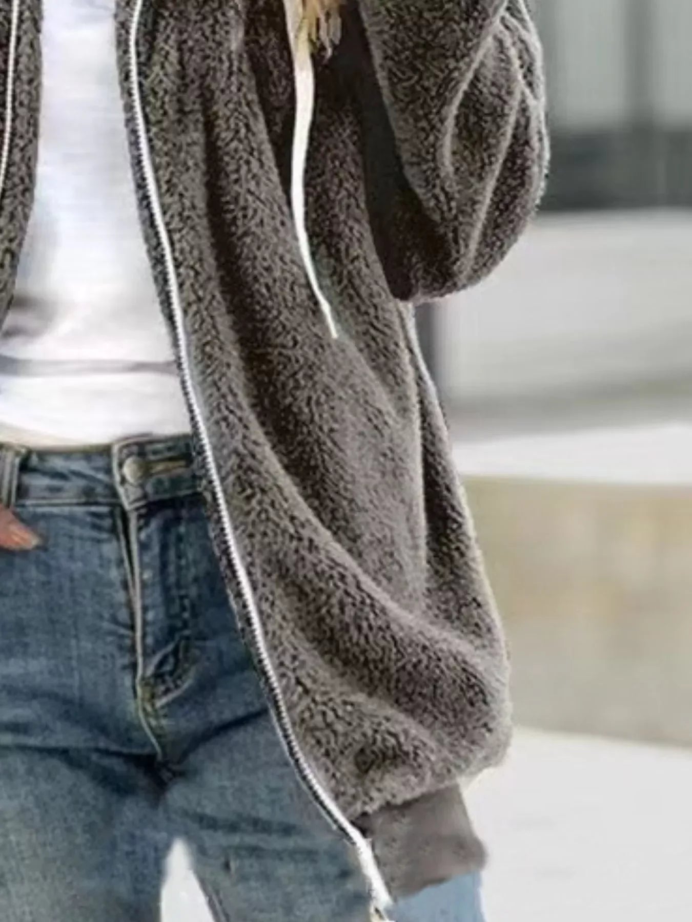 Cozy Fleece Plus Size Zip-Up Jacket