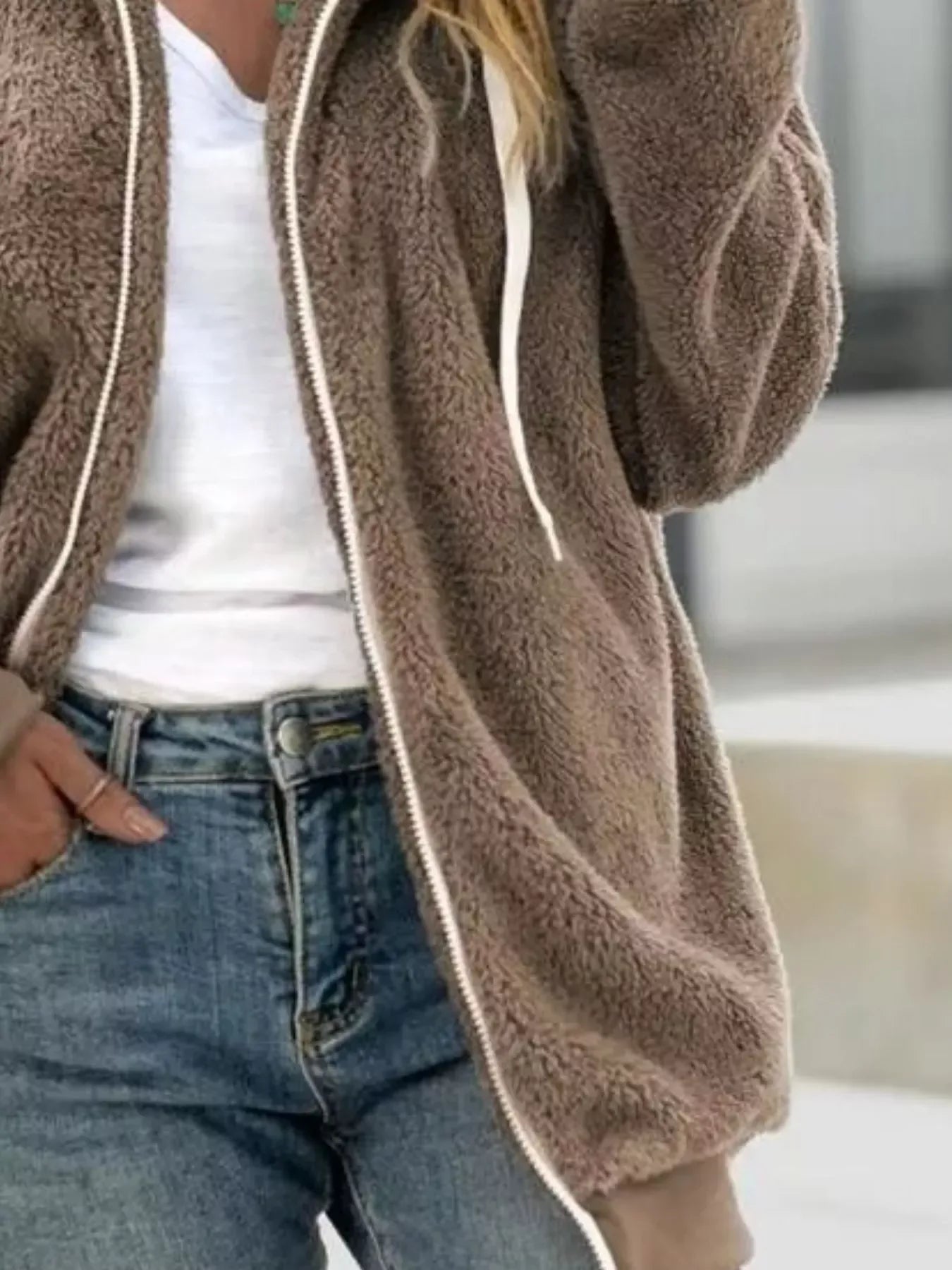 Cozy Fleece Plus Size Zip-Up Jacket