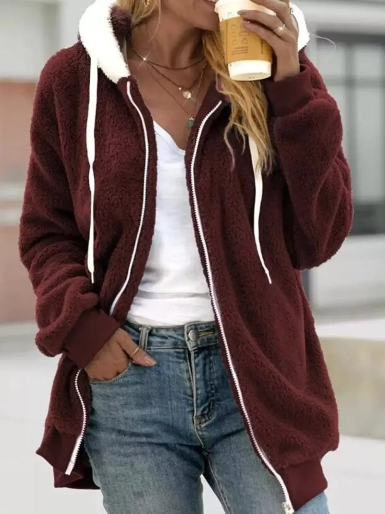 Cozy Fleece Plus Size Zip-Up Jacket