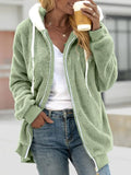 Cozy Fleece Plus Size Zip-Up Jacket Green / S