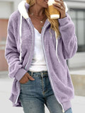 Cozy Fleece Plus Size Zip-Up Jacket Purple / S