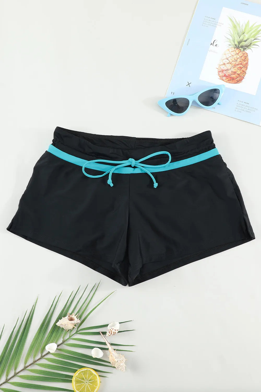 Full Size Drawstring Swim Shorts Black / S