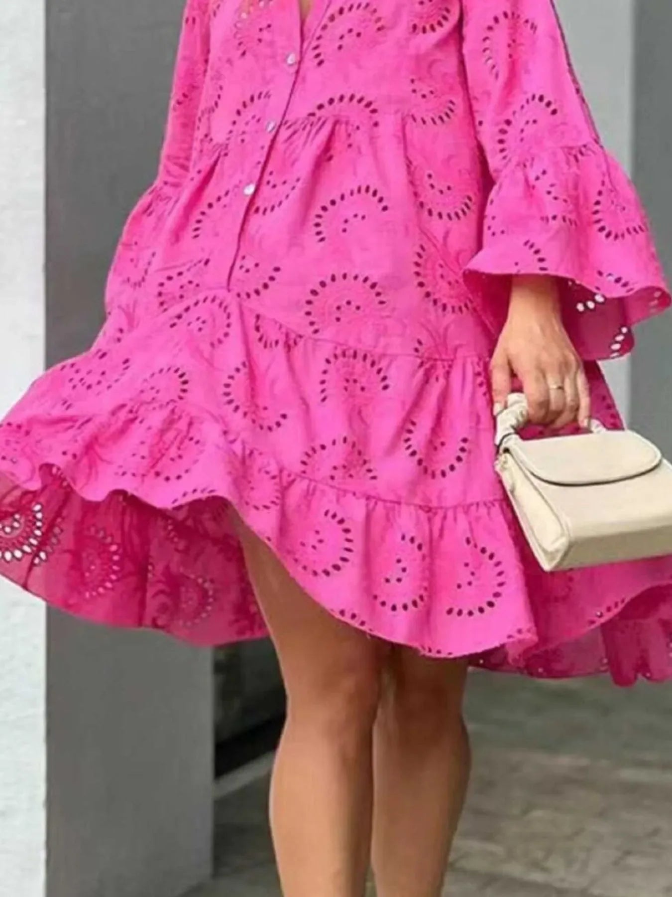 Plus Size Eyelet Tiered Dress