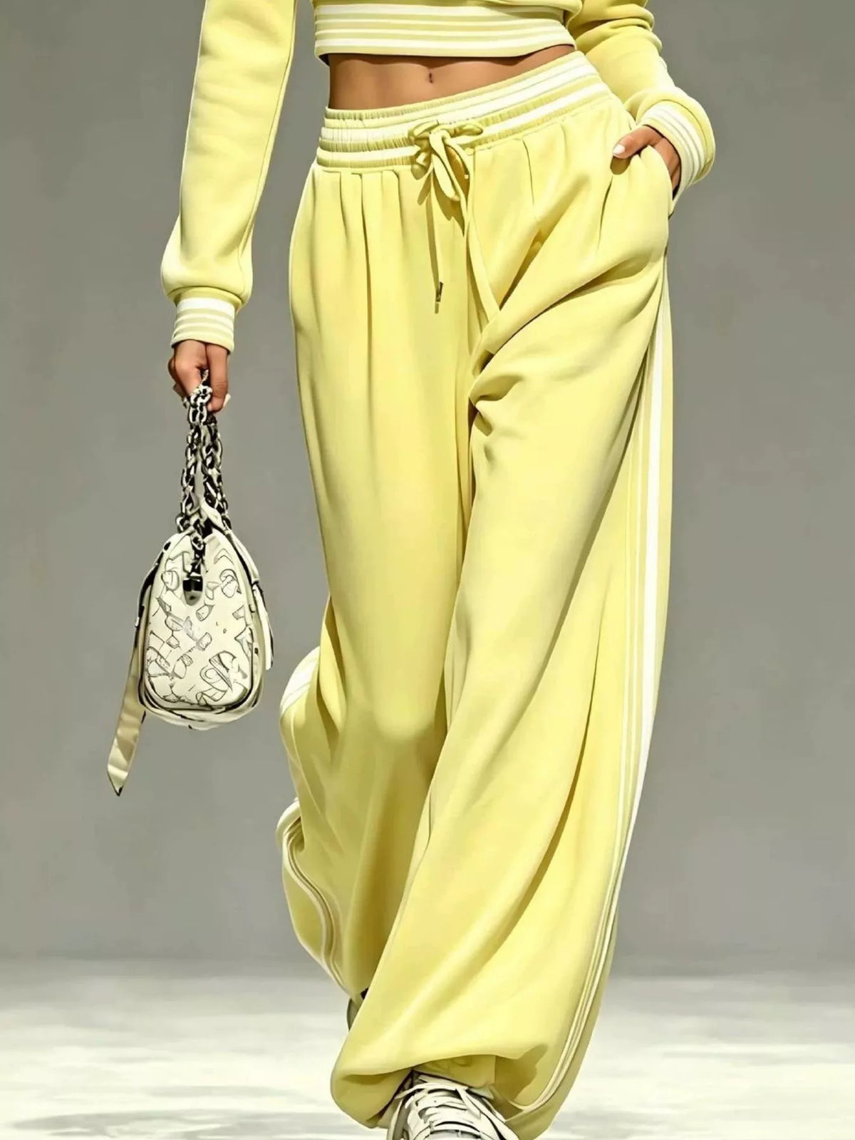 Full Size Half Zip Cropped Top and Pants Set Plus Size