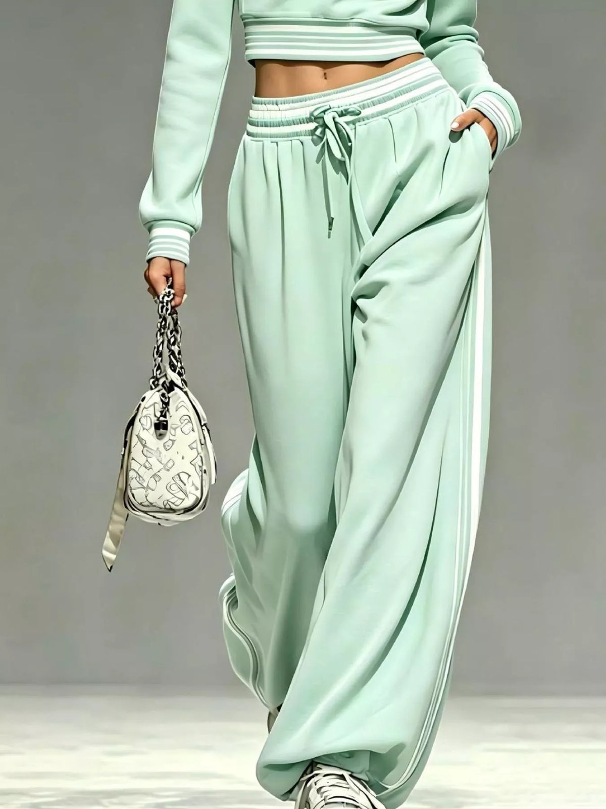 Full Size Half Zip Cropped Top and Pants Set Plus Size