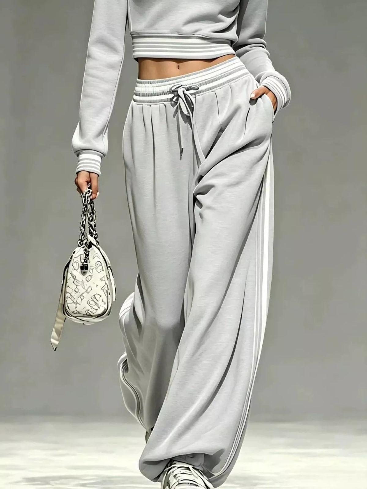 Full Size Half Zip Cropped Top and Pants Set Plus Size