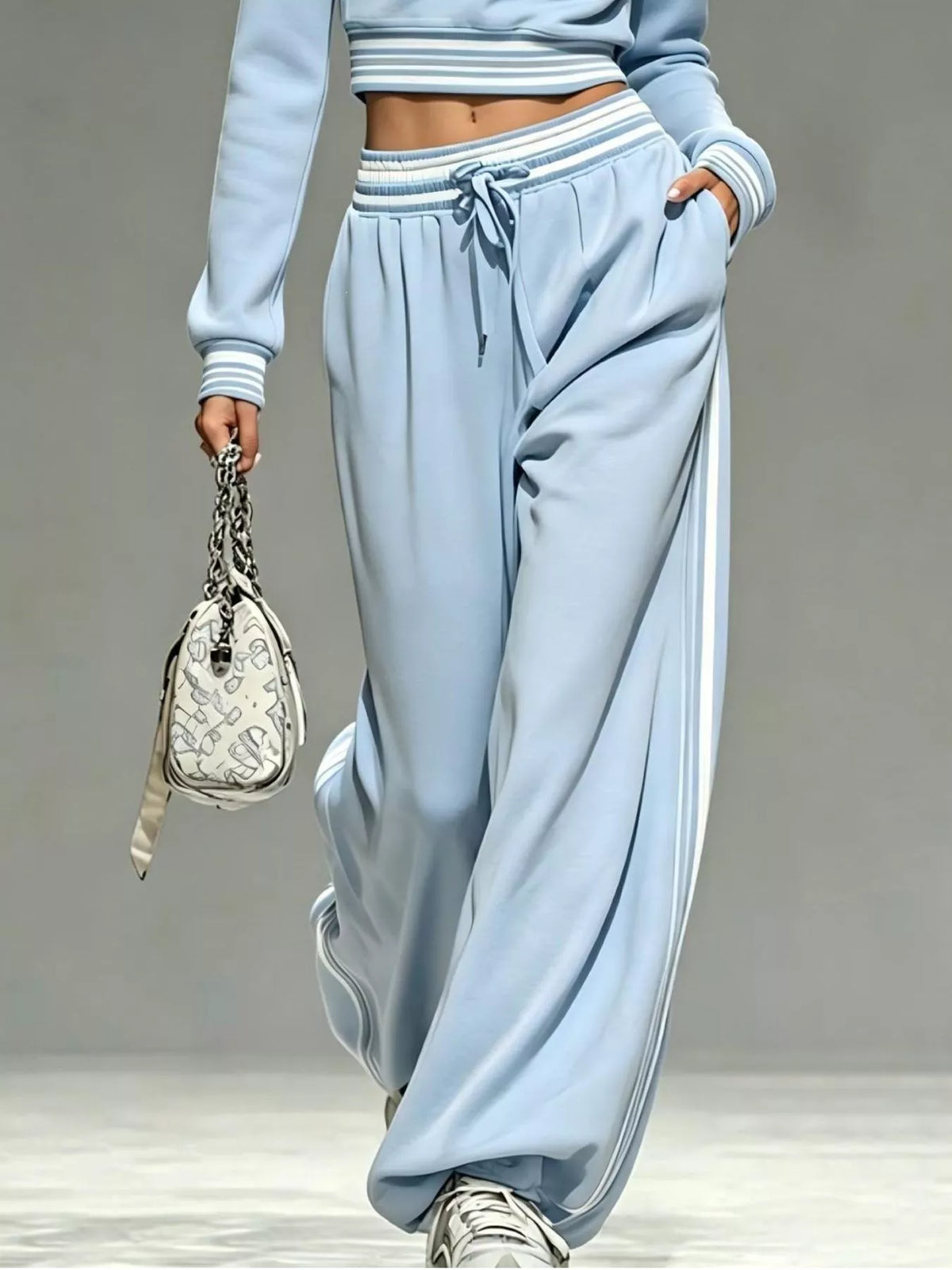 Full Size Half Zip Cropped Top and Pants Set Plus Size