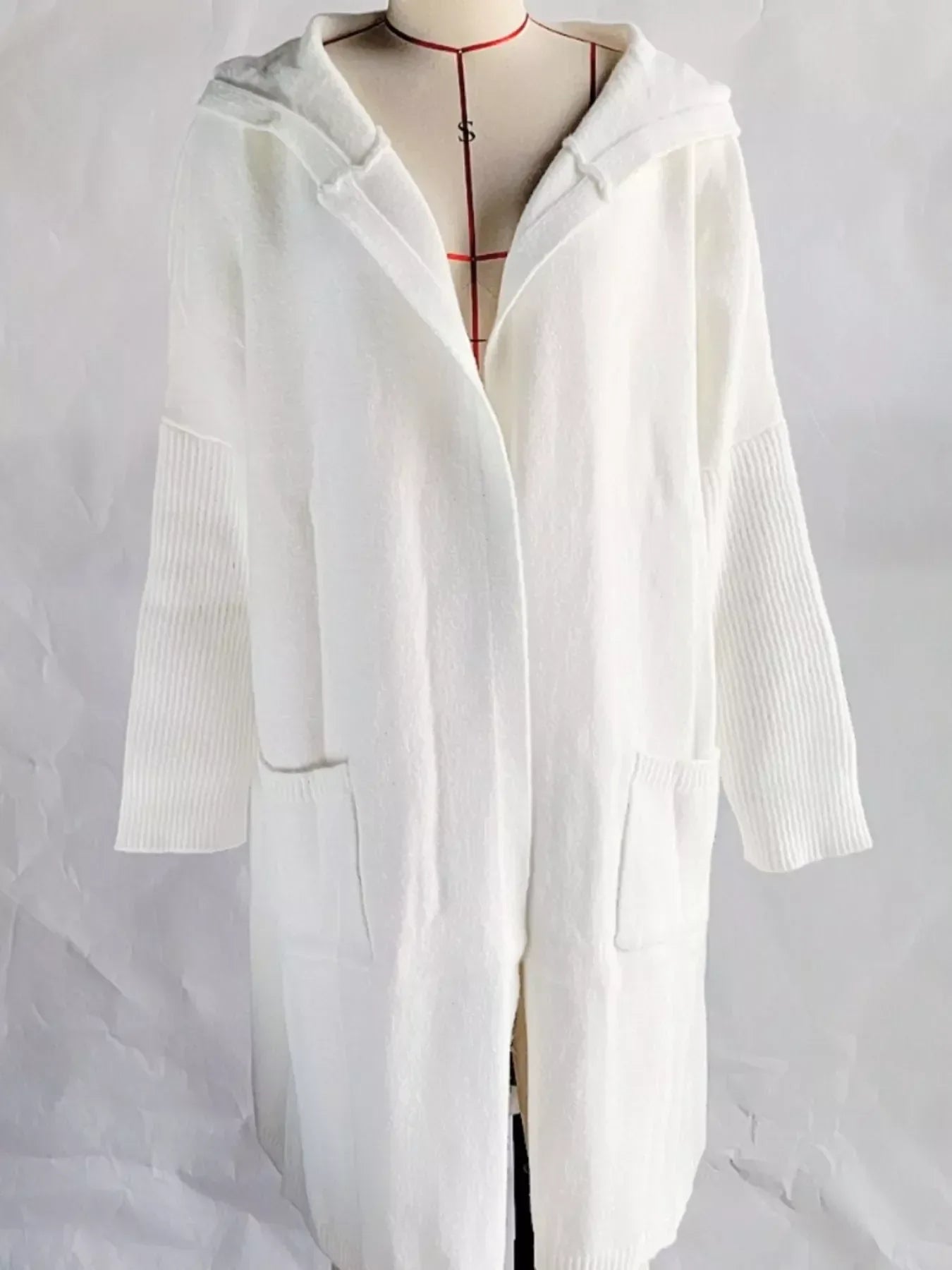 Plus Size Hooded Knit Open Front Cardigan