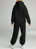 Plus Size Kangaroo Pocket Hoodie and Joggers Set for Women