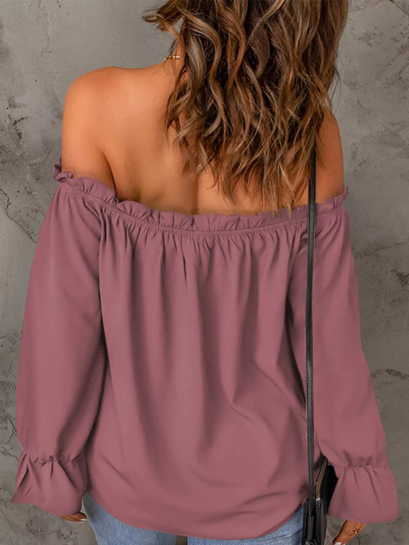 Full Size Off-Shoulder Ruffle Long Sleeve Blouse Plus Size