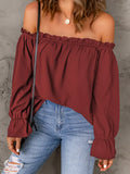 Full Size Off-Shoulder Ruffle Long Sleeve Blouse Plus Size