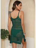 Full Size Sleeveless Crochet Knit Cover-Up Dress Plus Size