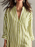 Full Size Striped 3/4 Sleeve Shirt Dress Plus Size