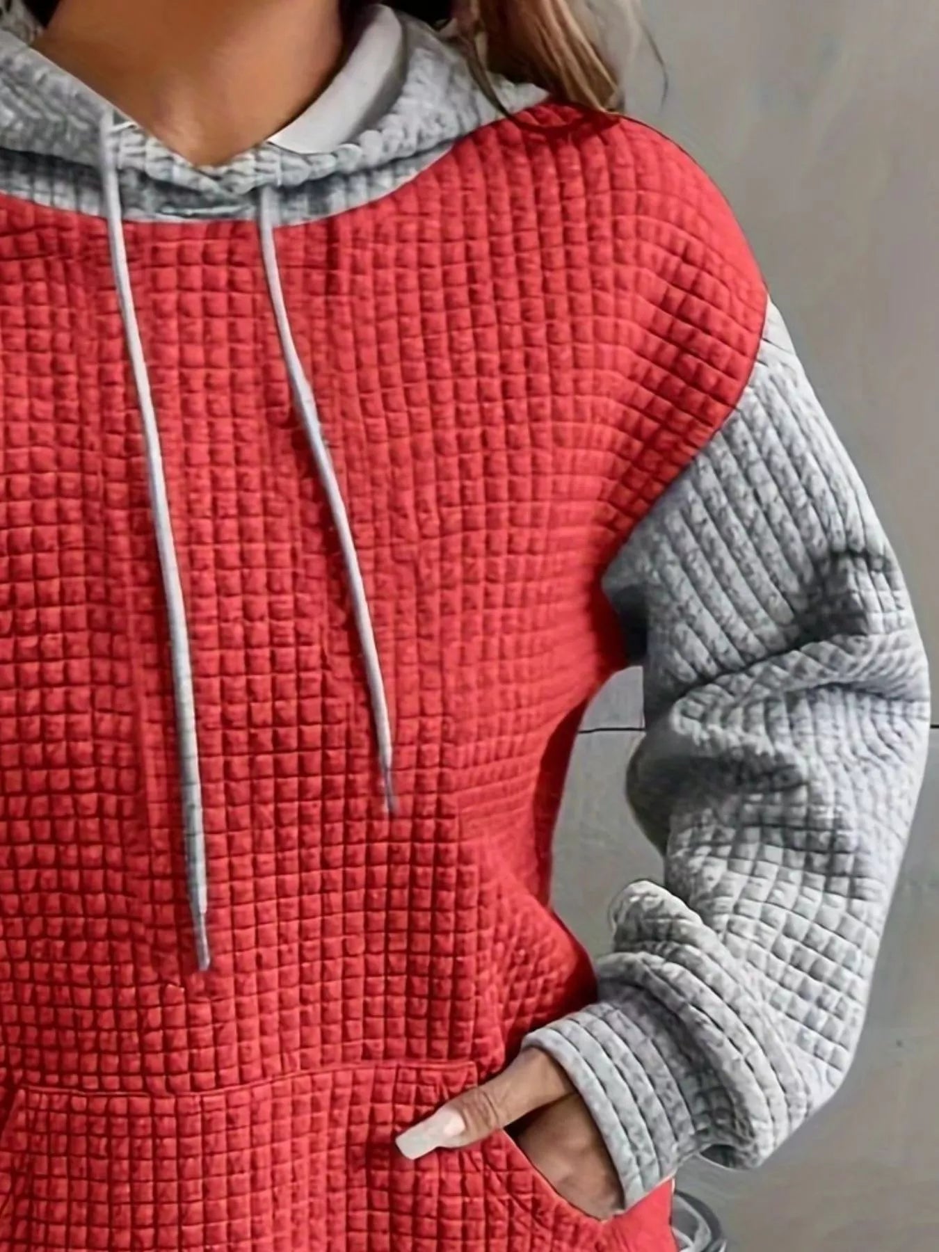 Full Size Textured Kangaroo Pocket Hoodie Plus Size