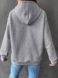 Full Size Textured Kangaroo Pocket Hoodie Plus Size