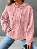 Full Size Textured Kangaroo Pocket Hoodie Plus Size Pink / S