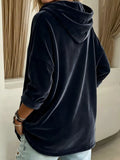 Full Size Velvet Long Sleeve Hoodie with Front Pockets Plus Size