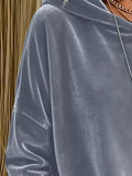 Full Size Velvet Long Sleeve Hoodie with Front Pockets Plus Size