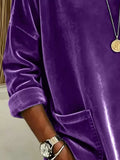 Full Size Velvet Long Sleeve Hoodie with Front Pockets Plus Size