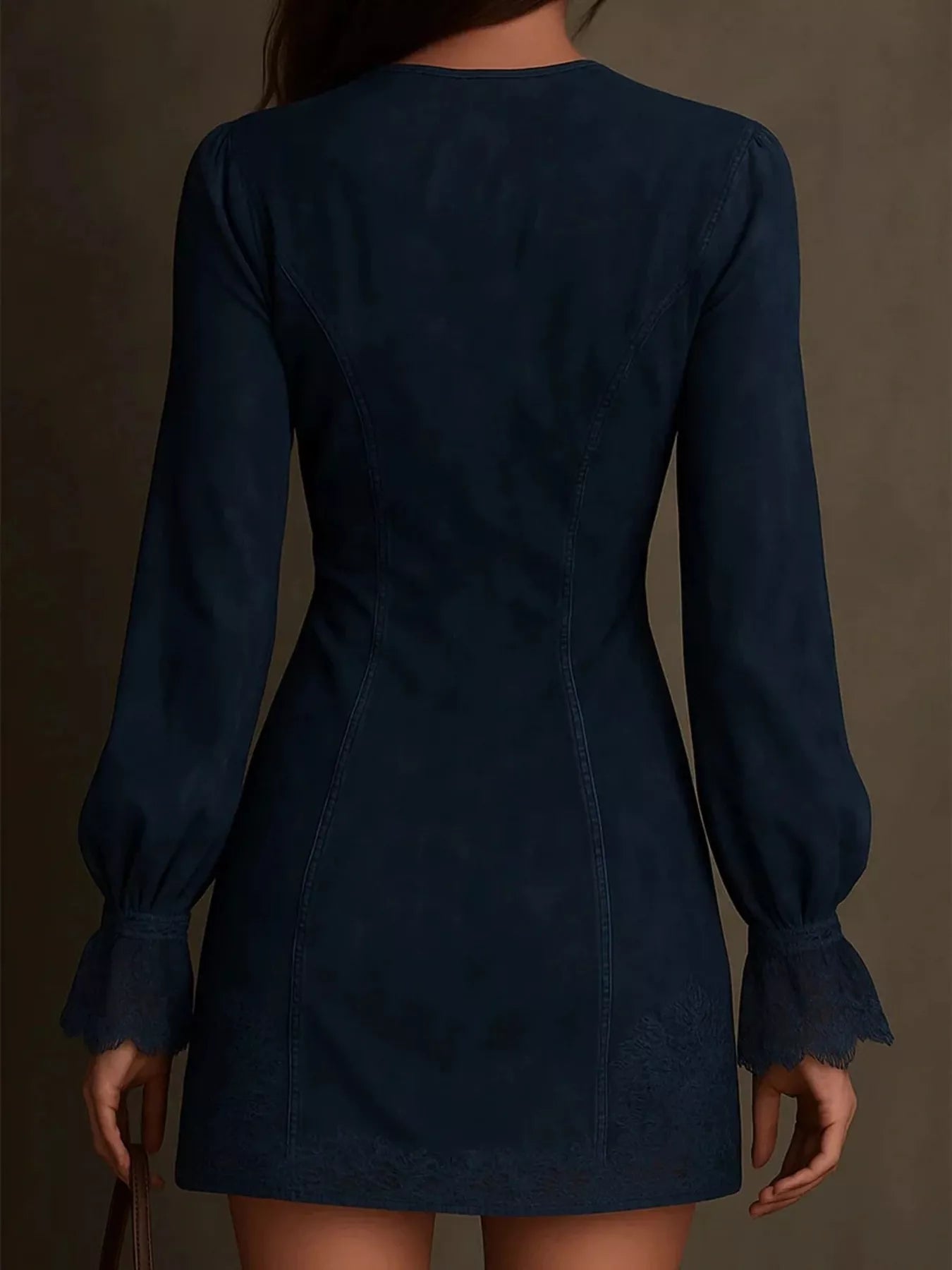 Full Size Zip-Front Long Sleeve Mini Dress Plus Size