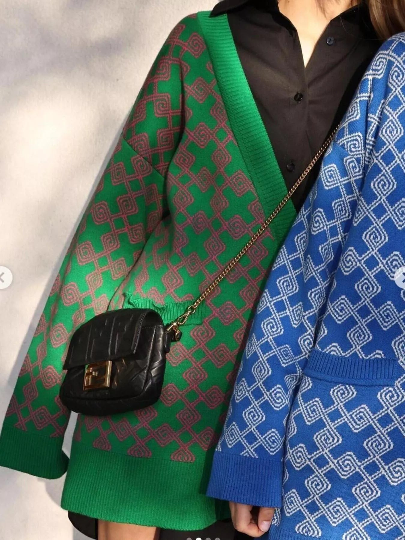 Geometric Pattern Button-Down Cardigan