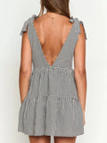 Gingham Tie-Shoulder Mini Dress