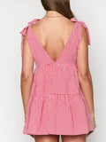 Gingham Tie-Shoulder Mini Dress