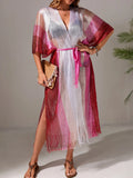 Gradient Fringe Kimono Cover-Up Pink / One Size