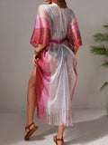 Gradient Fringe Kimono Cover-Up Pink / One Size