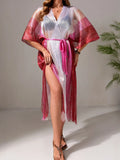 Gradient Fringe Kimono Cover-Up Pink / One Size