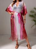 Gradient Fringe Kimono Cover-Up Pink / One Size