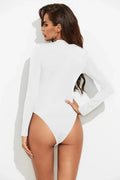 Half Button Round Neck Bodysuit