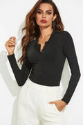 Half Button Round Neck Bodysuit