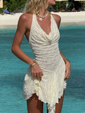 Halter Neck Asymmetrical Hem Mini Dress