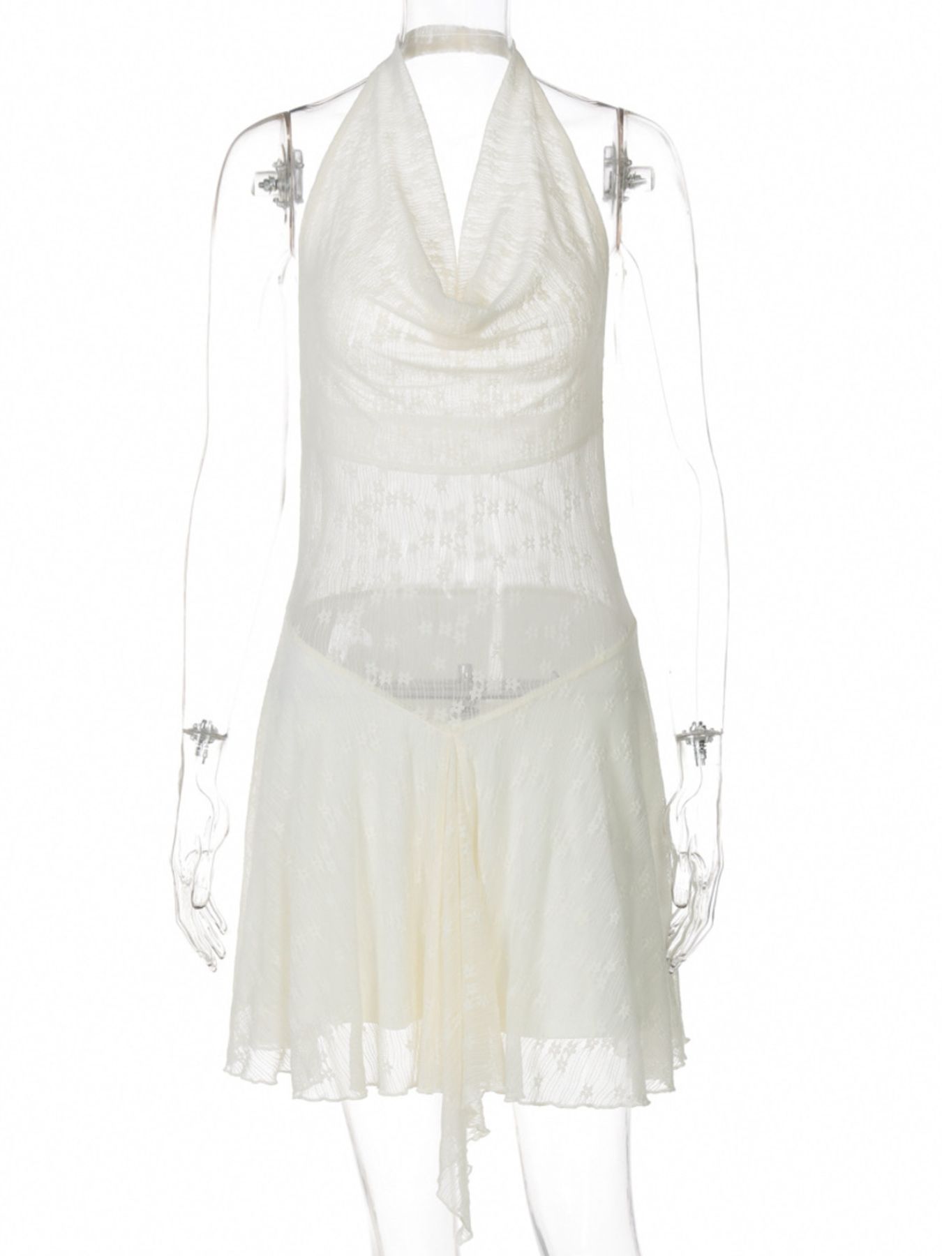 Halter Neck Asymmetrical Hem Mini Dress