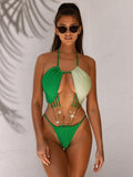 Halter Neck Chain One-Piece Swimsuit