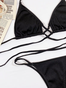 Ensemble de bikini côtelé entrecroisé