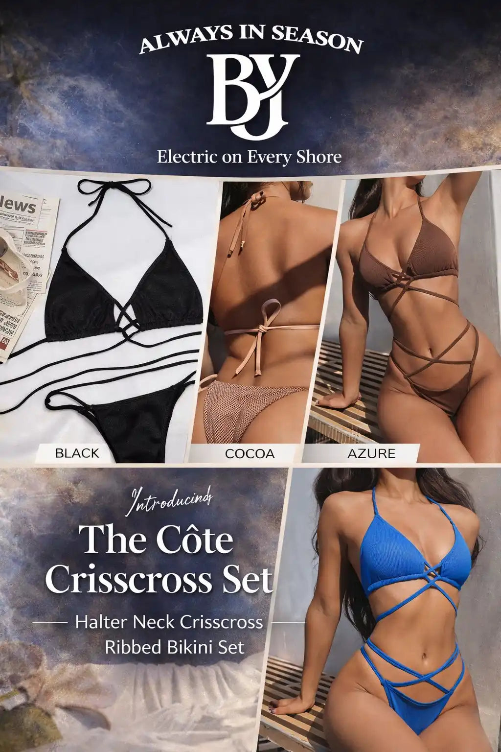 Ensemble de bikini côtelé entrecroisé