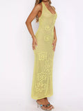 Halter Neck Crochet Maxi Dress