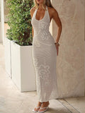Halter Neck Crochet Maxi Dress