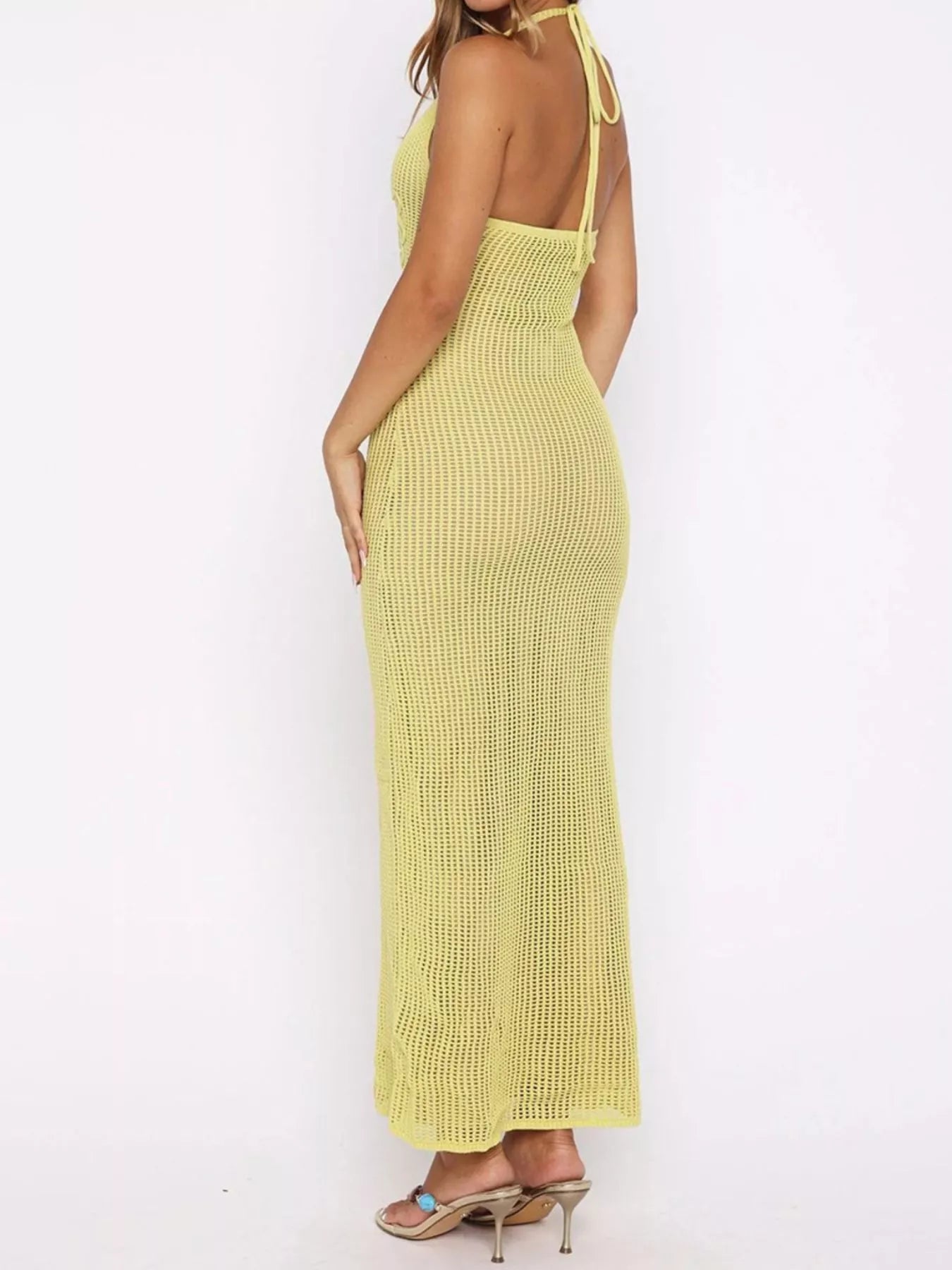 Halter Neck Crochet Maxi Dress