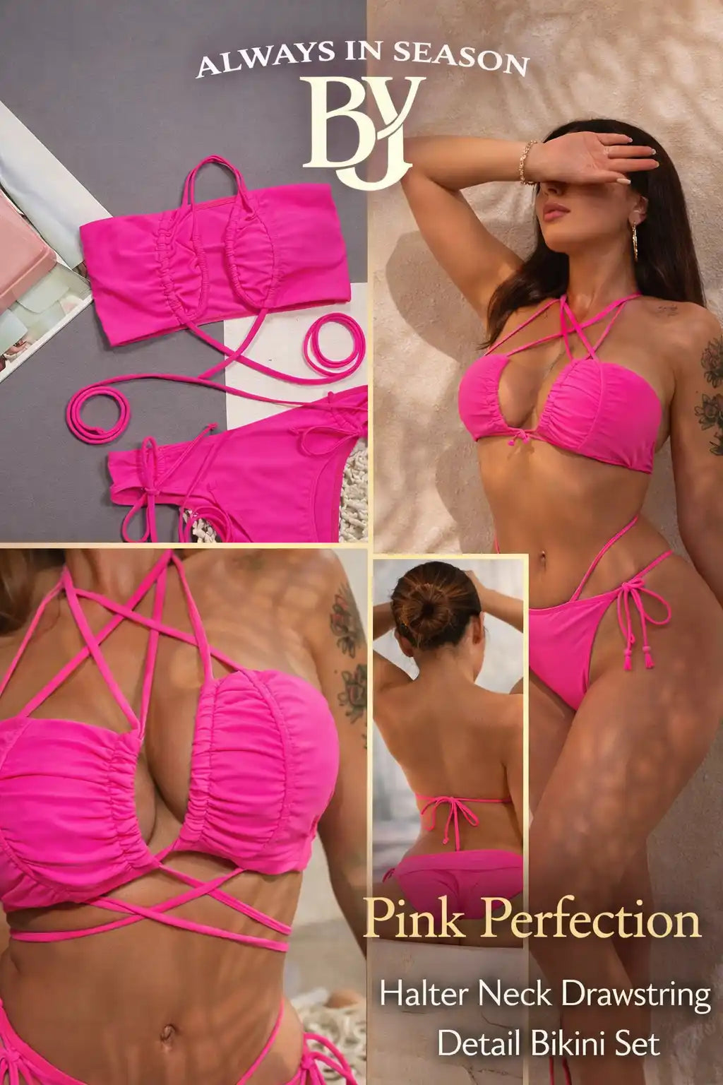Ensemble bikini dos nu et à cordon de serrage