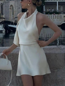 Backless Halter Neck Mini Dress
